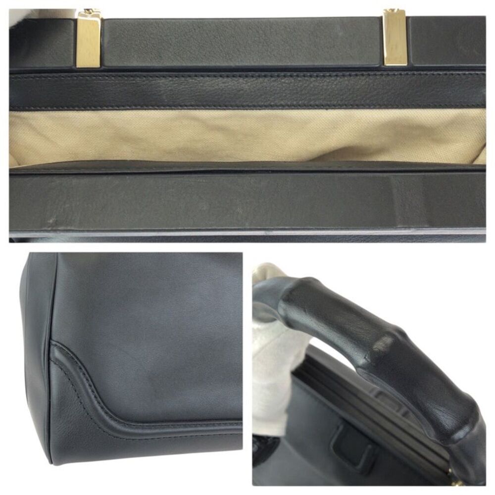 Gucci Bamboo Leather Handbag Black - Picture 6 of 10
